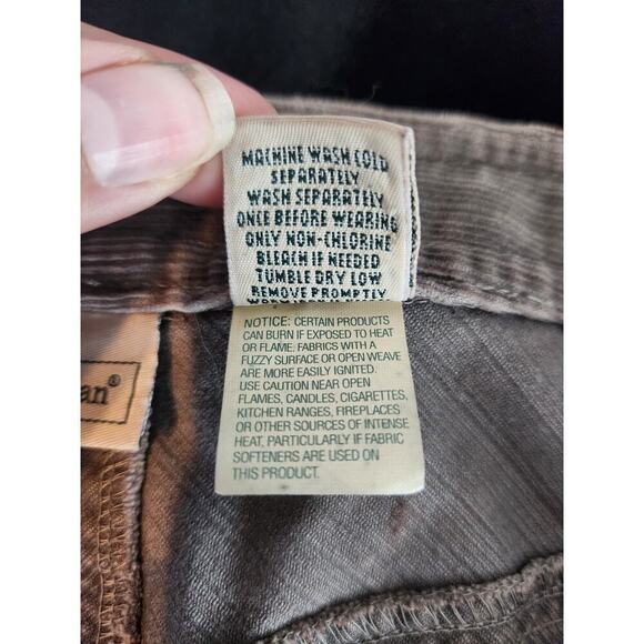 LL Bean 8p corduroy midi skirt 2 pockets with slip back button zip Y2K brown - Picture 8 of 10